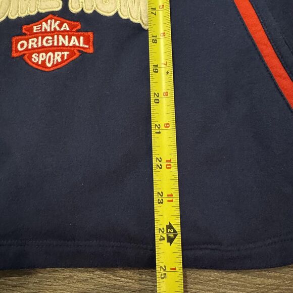 Vintage 90s Sport Sweatshirt Quarter Zip Fleece Mens 38 M Navy Red Made in USA - Picture 9 of 10